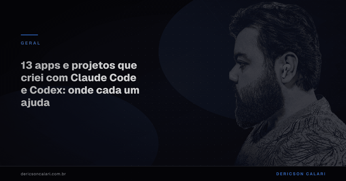 Capa do artigo: 13 apps e projetos que criei com Claude Code e Codex: onde cada um ajuda