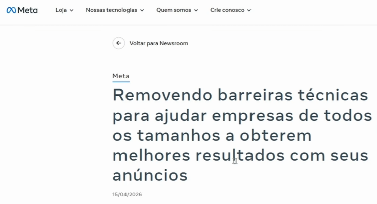 Novo artigo da Meta sobre mudanças no pixel e na API de Conversões